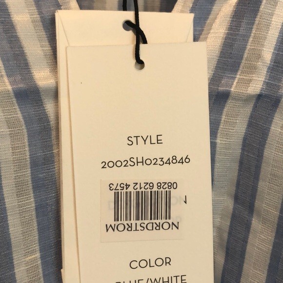 Veronica Beard Top Maple Light Blue White Stripe Ruffle Button Front Blouse NWT - Picture 7 of 10